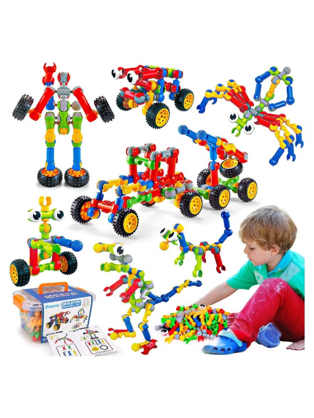 STEM Building Toys 125 Piece Educational Building Blocks Set with Storage Box